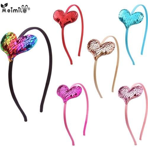 Meimile candy color hair band sequins hair band of girls heart headband for kids Mermaid Color