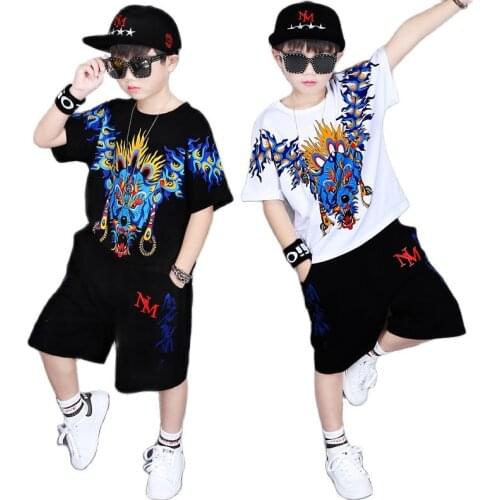 3-14T Children Clothing Sets Summer Boys Sports Suit Cartoon Cotton Short Sleeve Tops & Short Pants 2Pcs Kid Baby Boys Clothes