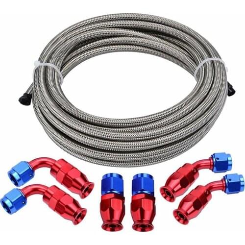 Braided Fuel Hose Line Kit Feed/Return Oil Fuel Hose with Hose Fitting Connector