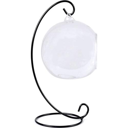 Hanging Clear Glass Ball With Metal Stand Fashion 10cm Globe Rack Holder Round Jewelry Ring Necklace Vase Sunglasses Rack