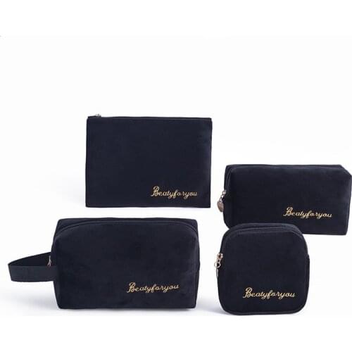 Portable Women Cosmetic Bag Soft Flannel Make Up Storage Bags Toiletry Package Travel Makeup Bag Organizer Pouch Beauty Case