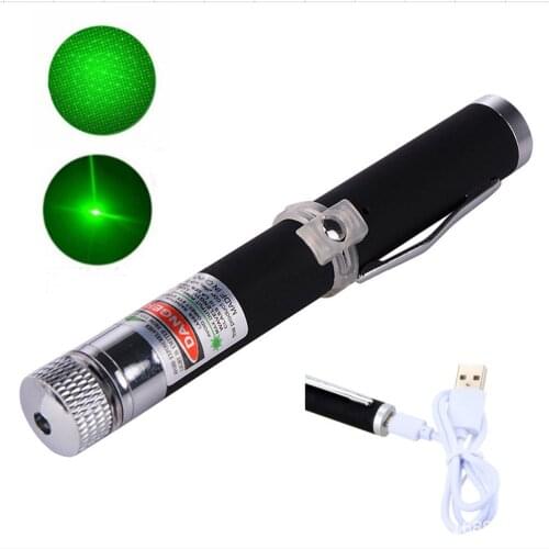 Portable USB green laser pointer battery embedded in red laser high power equipment 10000m 5MW adjustable focus laser