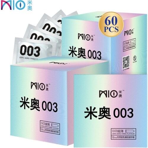 MIO 003 Ultra-thin Lubricants Condom Natural Latex Smooth Penis 60Pcs Sleeve for Male Sex Erotic Toys Contraception Condoms