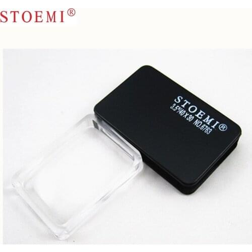 STOEMI 3.5X Mini Rectangular Rotary Pocket Folding Magnifier 6763 w/Leather Case Optical Tool for Sightseeing and Touring