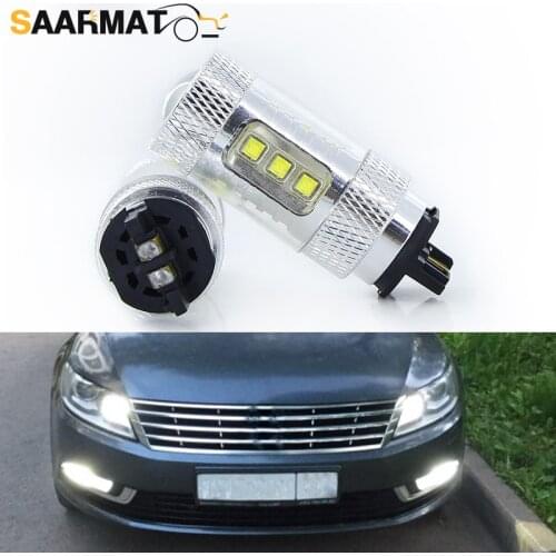 PW24W PWY24WSV Auto LED Bulbs Daytime Running Light DRL Lamp for VW Volkswagen Golf MK7 For Golf VII PWY24W 80W Yellow White
