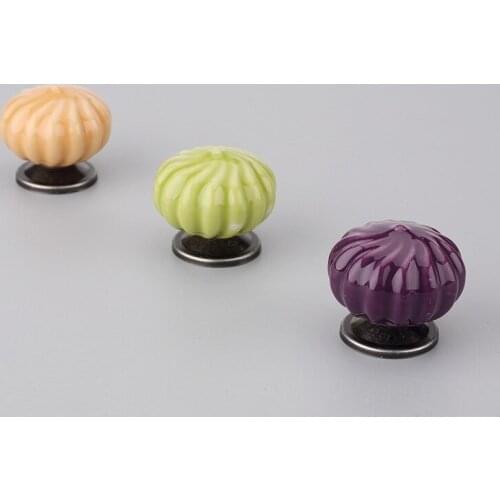 Zinc Alloy Ceramic Handle Pumpkin Shaped Zinc Alloy Handle Garden Cabinet Furniture Handle Wardrobe Door Handle