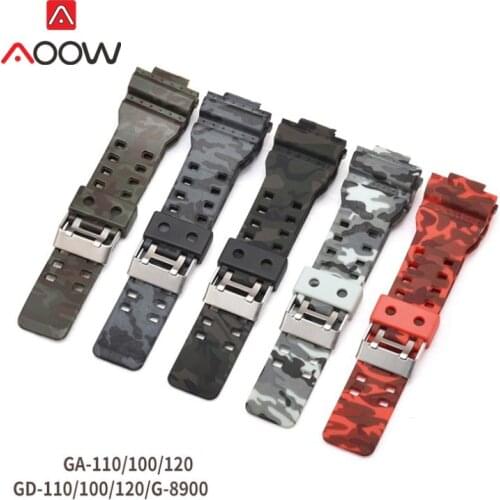 16mm Silicone Watchband for Casio G-Shock GA-110 GA-100 GA-120 Camouflage Rubber Waterproof Men Watch Band Strap for G Shock