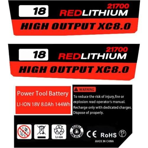 For m18 21700 10 Core Li-ion Battery 8.0Ah Sticker For Milwaukee 18V 20V Lithium Battery Label Accessories