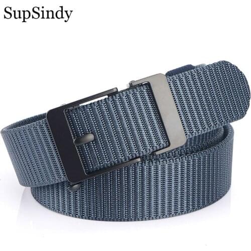 SupSindy Nylon Belts for Men Luxury Metal Automatic Buckle Canvas Tactical Belt Fashion Jeans Waistband Outdoor Male Strap Black