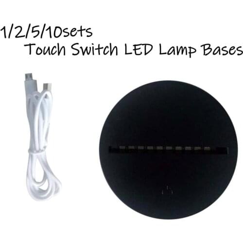 1/2/5/10Sets LED Night Light USB Cable Touch Lamp Bases for 3D Illusion 7 Color Night Lights USB hanging Table Decor Holder
