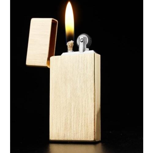 Outdoor Gasoline Flint Lighter Kerosene Oil Free Fire Lighter Ultra Thin Refillable Cigarette Lighter Metal Gadgets For Man