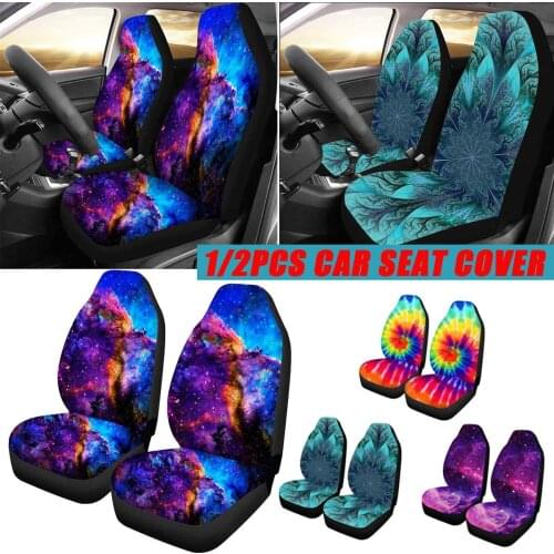 2pcs Universal Front Automobile Car Seat Cover Protector Mat Soft Fabric Fashion Pattern for Most Auto Cars SUV Truck Van