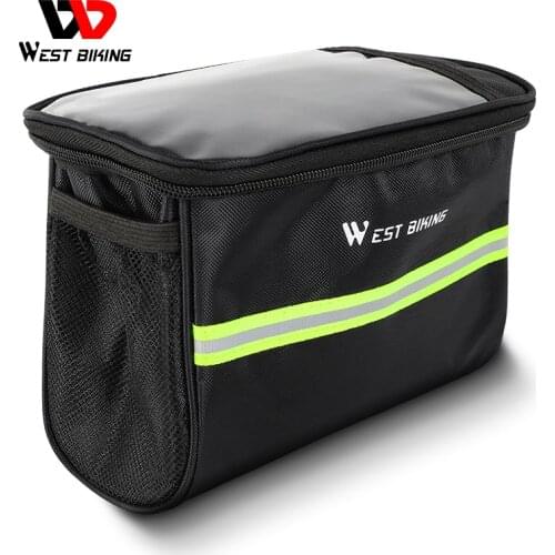 WEST BIKING Cycling Bike Bag Bicycle Front Bag Reflective MTB Bike Cycling Basket Pannier Frame Tube Cycling Front Handlebar Bag