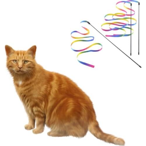 1pcs Cat Toys Cute Funny Colorful Rod Teaser Wand Plastic Pet Toys For Cats Interactive Stick Cat Supplies Outdoor Cat Pet Toys