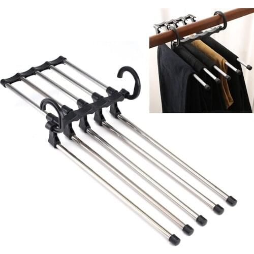 1pc Adjustable Closet Hook Tie Belt Scarf Organizer Trousers Pants Rack Hanger 5 In1