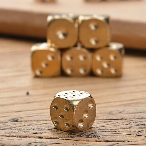 1Pcs Handmade Brass Dice Copper Metal Solid Poker Dice Christmas Funny Gift Play Game Dice Table Pub Bar Party Game Tool