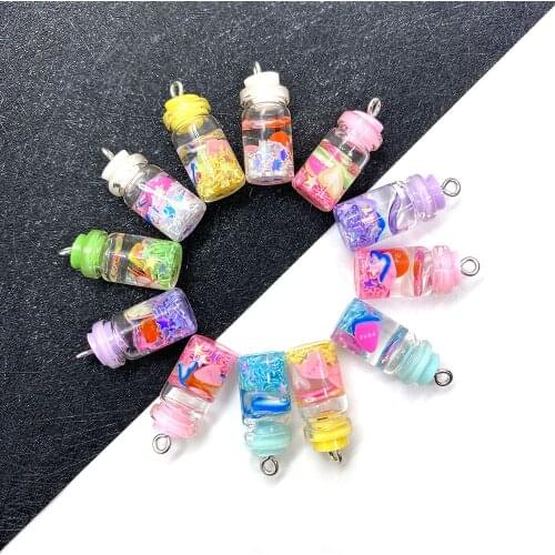 10pcs/pack Candy Mini Drink Bottle, Soft Ceramic Glass Bottle Pendant, Used for DIY Jewelry Making Necklace Earring Accessories