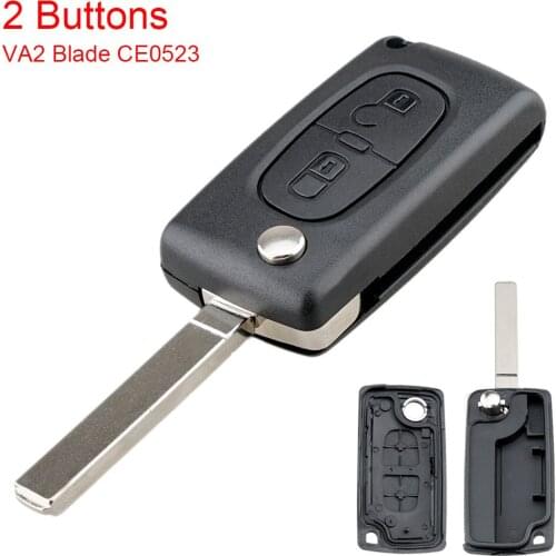 2/3/4 Buttons Remote key Case Entry Replacement Flip Folding Car Key Shell with Uncut Flip Key Fits for Citroen C2 C3 C4 C5 C6
