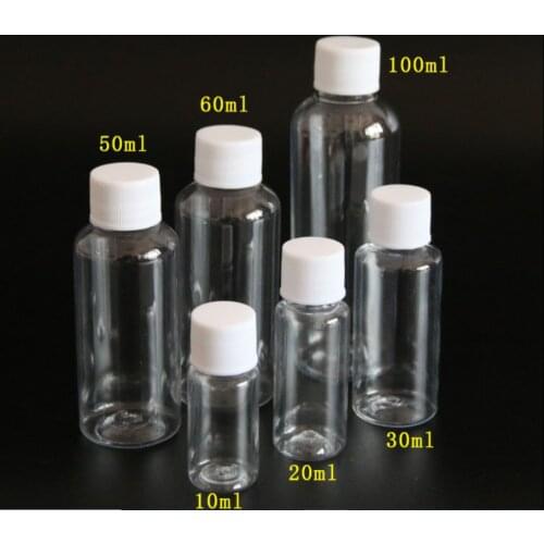 2pcs/lot Empty Plastic Bottles 10ml/20ml/30ml/50ml/60ml/100ml Refillable Bottling Packaging