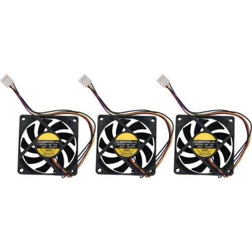 3Pcs DC12V 0.23A 4P 70mmx15mm Cooling Fan for Computer Case CPU Cooler Radiator