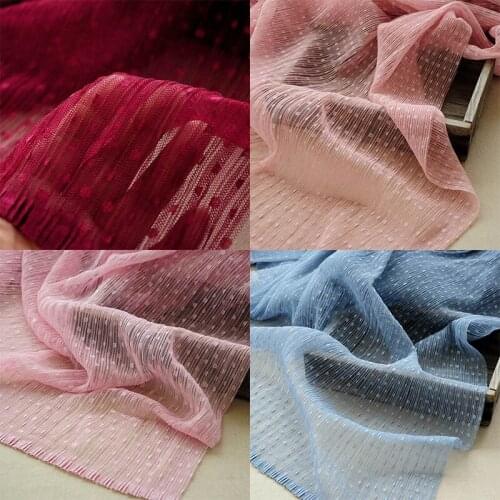 5Meters 150cm Wine Red Black Evening Gowns Pleats Dots Fabric Crushed Mesh Lace Crumpled Tulle Net Fabric For Organ Skirt Dress