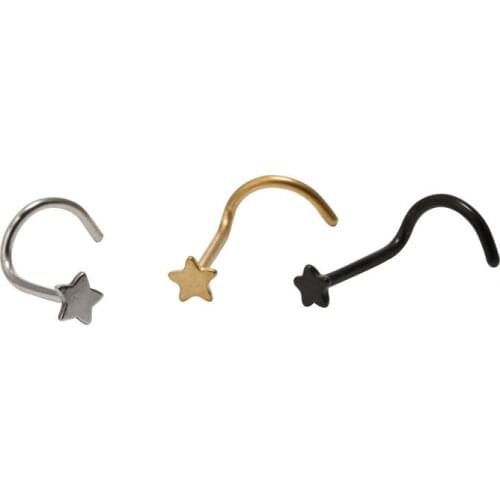 50pcs/lot Free Shipping Star Nose Rings Nostril Nose Ring Screw Studs 20g~0.8mm Body Piercing Jewelry