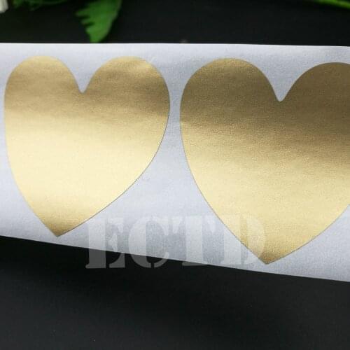 500Pcs Scratch Off Sticker 50x50mm Heart Shape Gold Color Blank For Secret Code Cover Home Game Wedding Message postcard