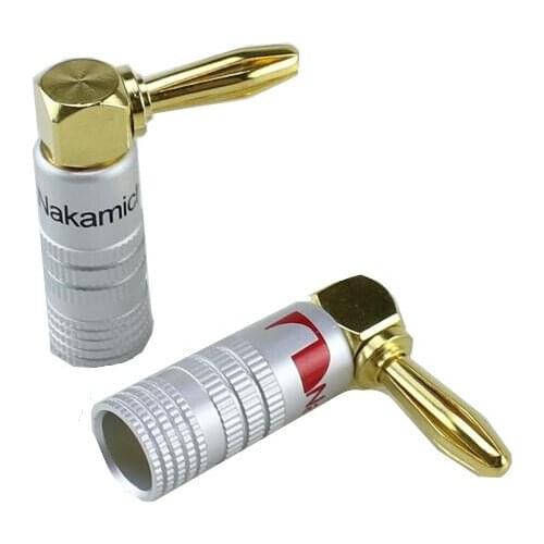 8/20PCS Nakamichi Banana Plug Connector 4mm Right Angle Gold Plated Musical Speaker Connector Banana Plug For