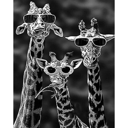 DIY Diamond Painting"black and White Giraffes"5D Square Diamond Mosaic Icon Full Diamond Embroidery Sale Crafts,home Decorative