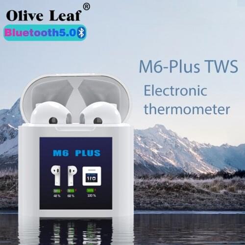 M6 Plus TWS Bluetooth Wireless Headphones Music Headset Sports Earbuds Temperature Measurement Earphone For Xiaomi Huawei Iphone