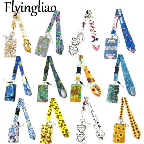 Fashion Lanyards ID Badge Holder Bus Pass Case Cover Slip Bank Credit Card Holder Straps Cards Holder