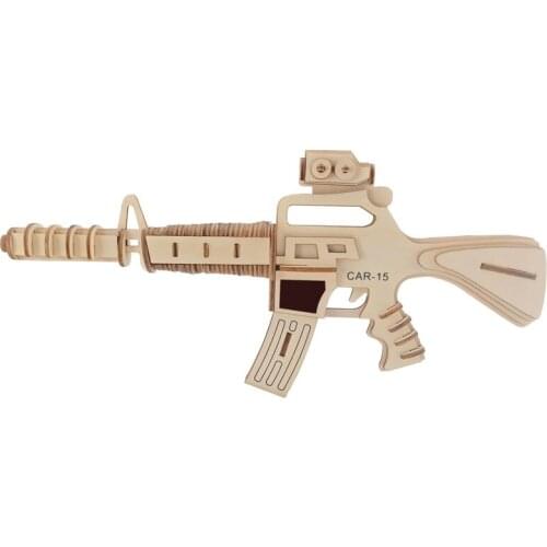 Carbine Laser-Cut 3D Wooden DIY Assembly Puzzle Parent Child Relationship Training Handmade Jigsaw Toys Children Gift