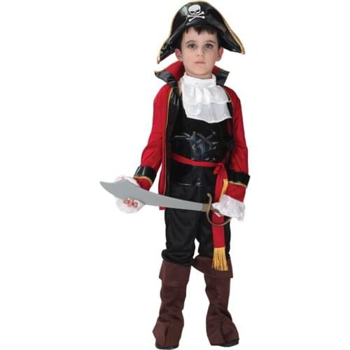 Children Kids Boys El Captain Costume Royal Pirate Prince Costume New Year Pirates Party Purim Halloween Fancy Dress Up