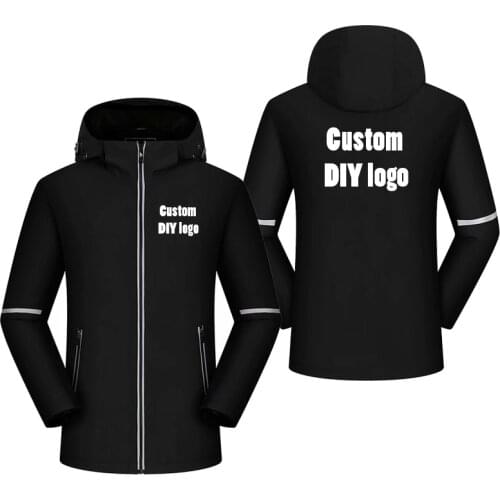 Custom Logo Design Men Jacket DIY Print Zipper Coat Windproof Waterproof Jacket Unisex Outdoor Jackets