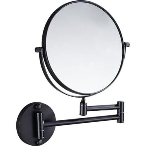 360 degree rotation Double Side Bathroom Folding Shave Makeup Mirror Gold Plated Wall Mounted Dual Arm Extend Bath Mirror