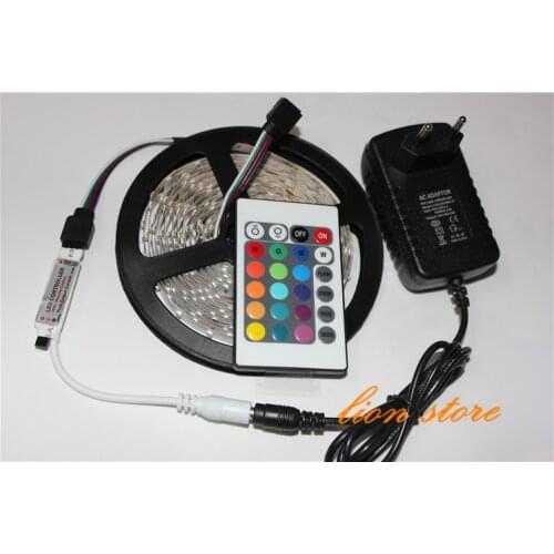 3528 LED Strip Flexible Light 5M 300 Led SMD IR Remote Controller 12V 2A Power Adapter Free Shipping