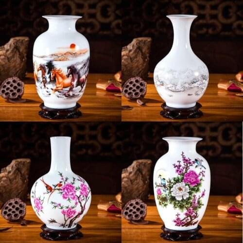 Jingdezhen Ceramic Vases Pottery Decoration Living Room Flower Arrangement Modern Home Simple TV Cabinet Ceramic Gift