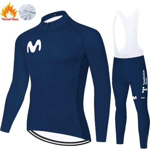 Cycling jersey 2020 movistar Winter Thermal Fleece Cycling Bib pants maillot ciclismo invierno 01