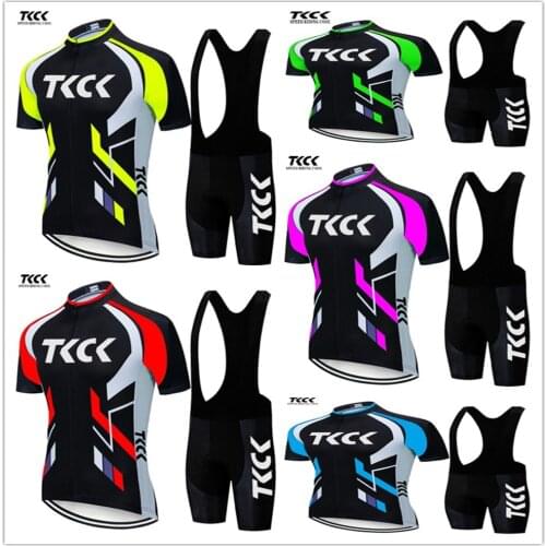 TKCK Pro Team Cycling Jersey Set Mens Shorts Bib Summer 2021 Mountain Bike Bicycle Suit Anti-UV Bicycle Racing Uniform Clothing