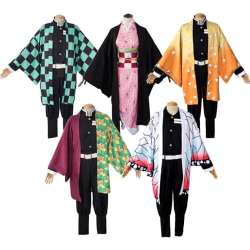 Anime Demon Slayer: Kimetsu No Yaiba Tanjirou Kamado Nezuko Cosplay Women and Men Kimono Cosplay Costumes Halloween Suit