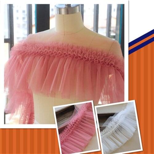 Creative 3D Pleated Tulle Widening Lace Fabric DIY Ladies Fashion Clothing Skirt Convenient Make Cake Pettiskirt Material Supply
