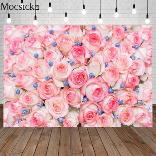 Mocsicka Valentines Day Photography Background Pink Rose Wedding Bridal Shower Romantic Backdrop Decoration Props Studio