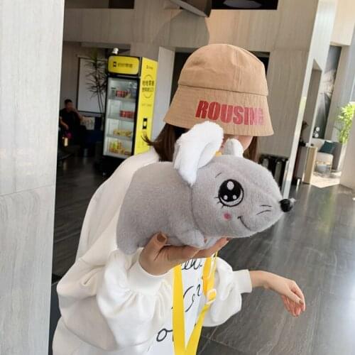 Fashion furry womens Messenger bag cute mouse shoulder bag winter girl bag holiday gift handbag 2019 new discount