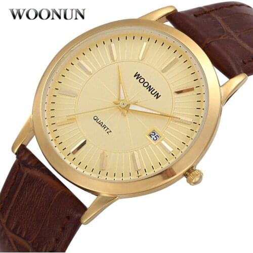 2020 WOONUN Gold Watch Men Mens Watches Top Brand Luxury Waterproof Date Quartz Watches Ultra Thin Watches Relogio Masculino
