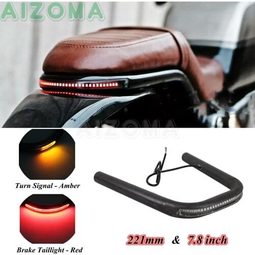 Motorcycle Trapezoid Rear Seat Hoop w/ LED Brake Tail Light For Honda Yamaha Ducati Suzuki Cafe Racer Universal Flat Frame Loop
