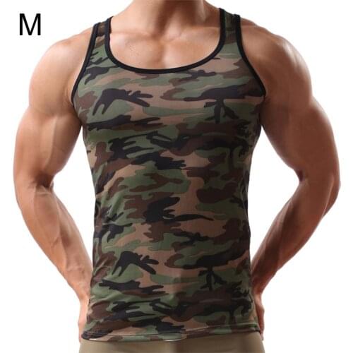 Men Vest Camouflage Top Tight Sport Skinny Vest Soft And Comfortable Top For Men Tights Training Sports Vest