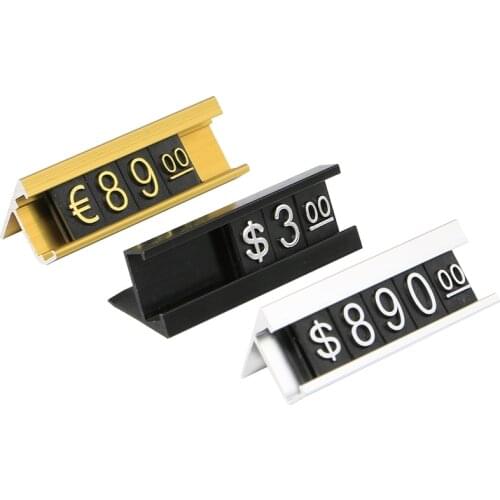 Counter Top Adjustable Price Tags Kit $ Euro Car Jewelry Clothes Numberal Digit Display Cube Sign Label Alloy Board Stand Frame