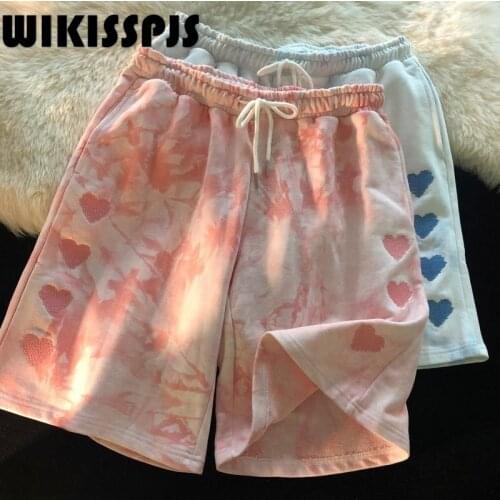 WIKISSPJS 2021 New Love Loose Capris Casual Sports Women Bottoms Pants Womans Lounge Wear Sleep Shorts Pajama Pants Women