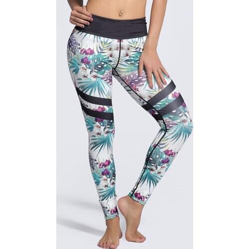 New Style Colorful Flower Printed Fitness Sporting Leggings Elastic Slim Pencil Pants Casual Skinny Sexy Workout Trouser S-3XL