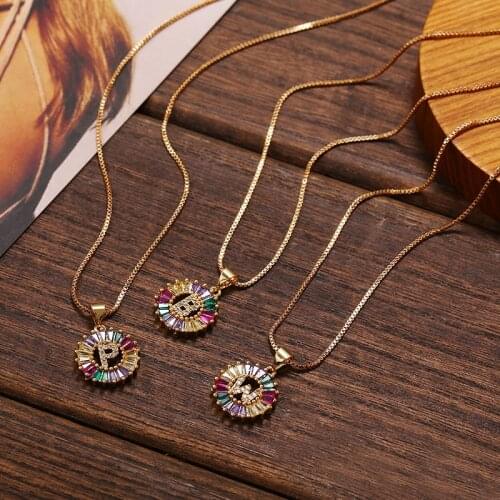 Wholesale JUJIA Trendy Alphabet Pendants Gold A-Z Letters Necklace Vintage Crystal Shinning 26 Initial Long Statement Jewelry